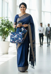 MS7 Quilted European-Style Laptop Bag – Pichwai cow print